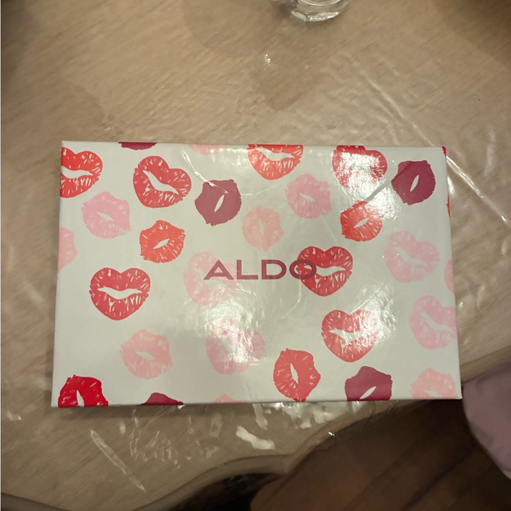 Aldo Cream and Red Lip Print Clutch - Picture 5 of 5